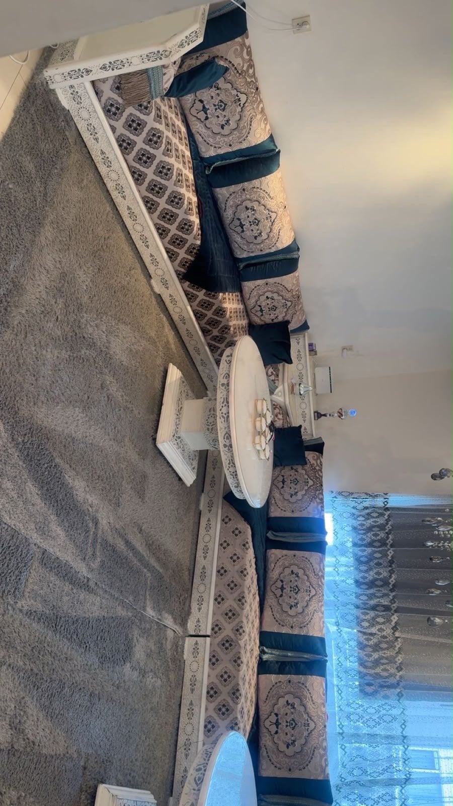 Luxe Marokkaanse salonbank met tafels, Ophalen, Zo goed als nieuw, Stof