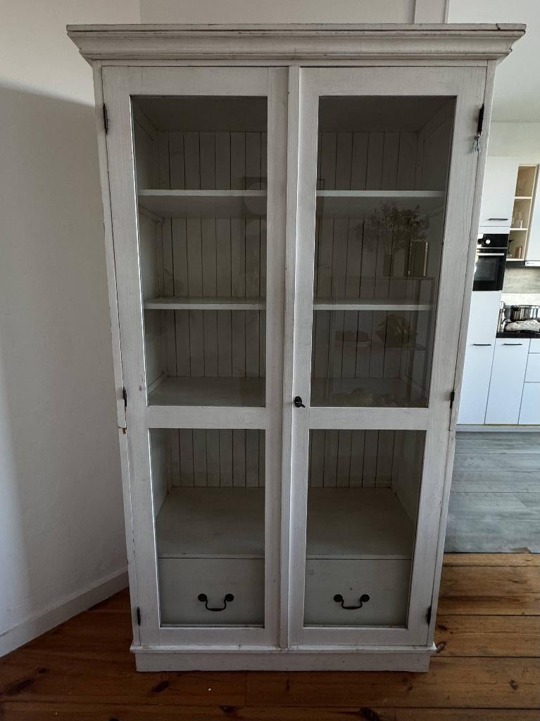 GRATIS brocante vitrinekast / landelijke witte buffetkast, Ophalen, Gebruikt, 200 cm of meer, Brocante, landelijk