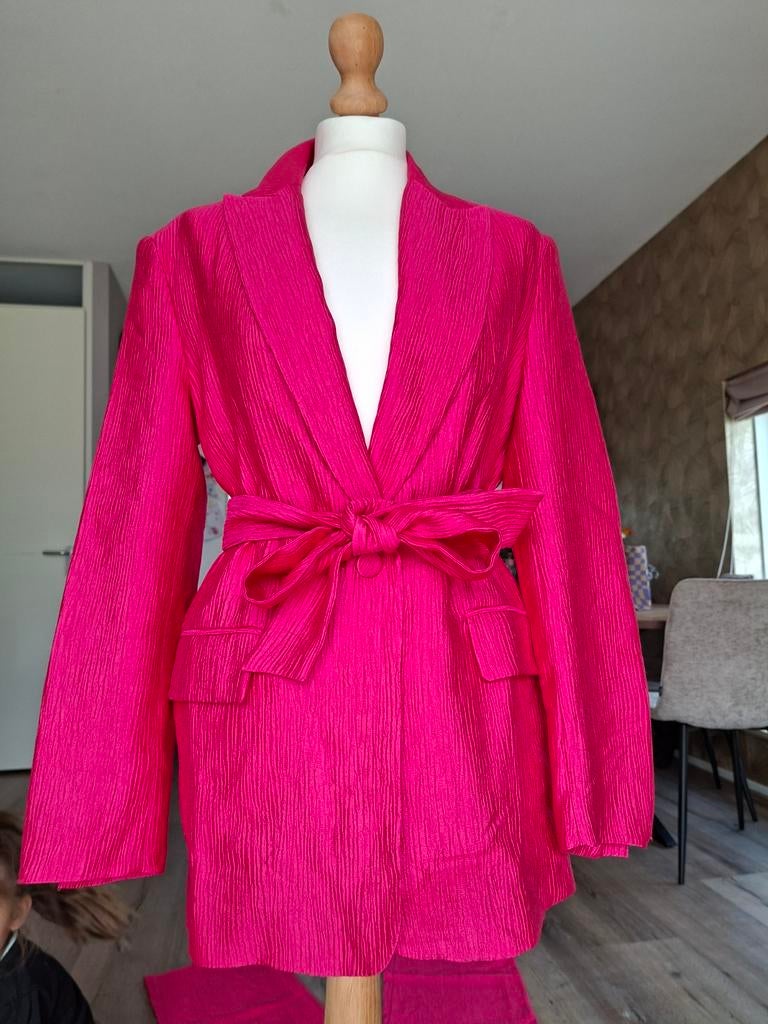 Zara fuchsia roze pak - Maat M/L, Maat 38/40 (M), Kostuum of Pak, Zara, Ophalen of Verzenden