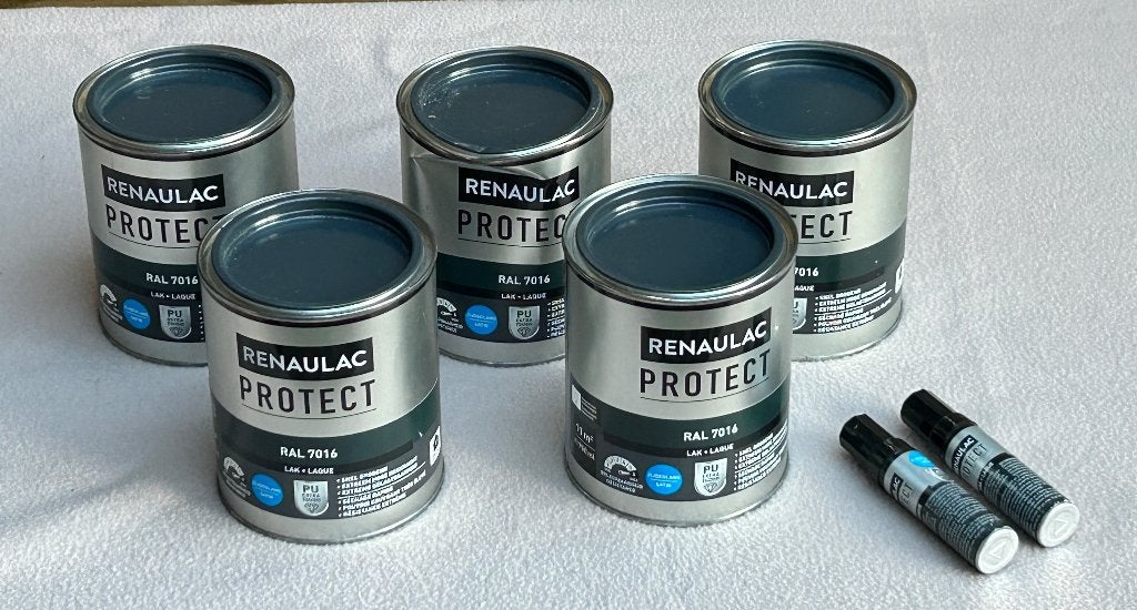 5 x bus Renaulac verf 750ml 7016 + 2 x Lakcorrectiepen, Ophalen, Nieuw, Grijs, Lak