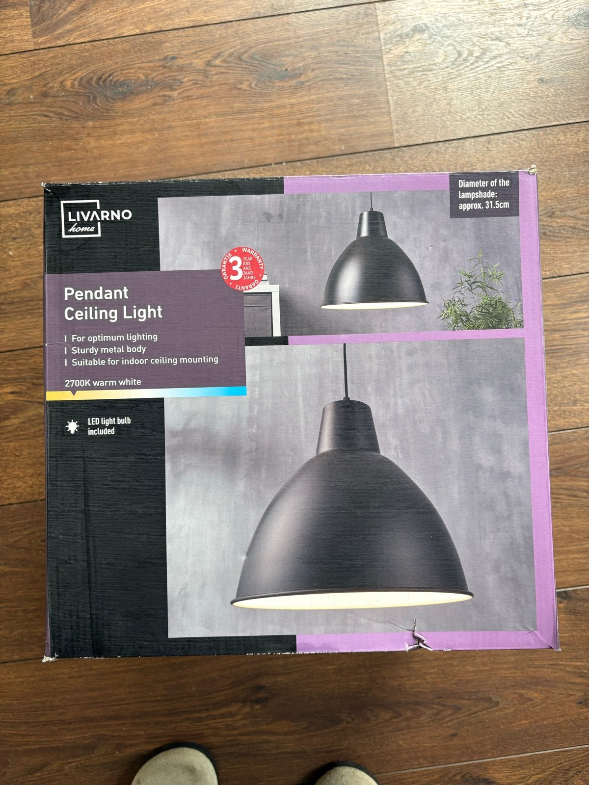 LIVARNO home Hanglamp Plafondlamp Zwart LED Warm Wit, Ophalen, Nieuw, Metaal, Overige fittingen