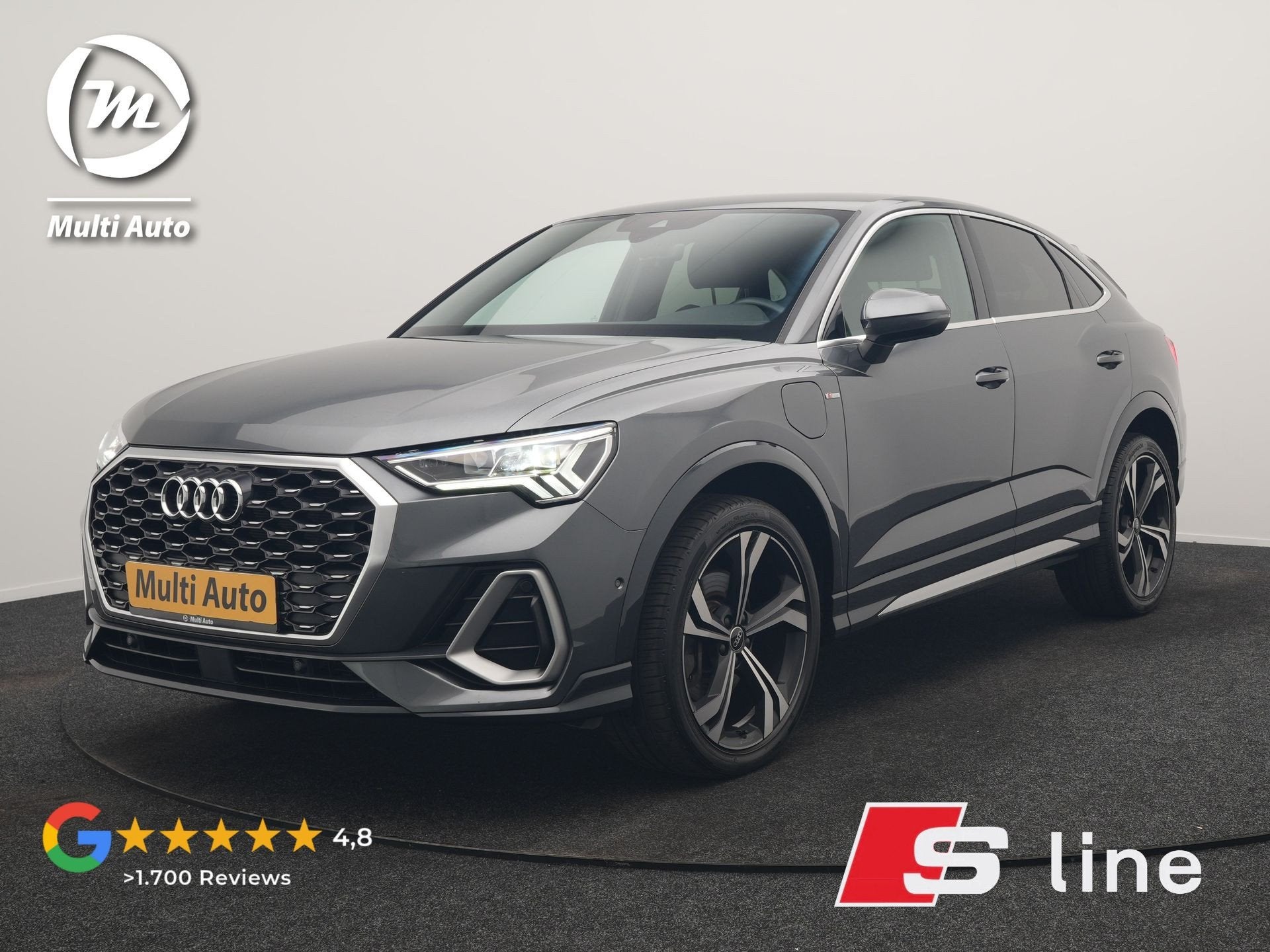 Audi Q3 Sportback 45 TFSI e 2x S Line PHEV 245pk Dealer O.H., Gebruikt, Zwart, SUV of Terreinwagen, Zilver of Grijs