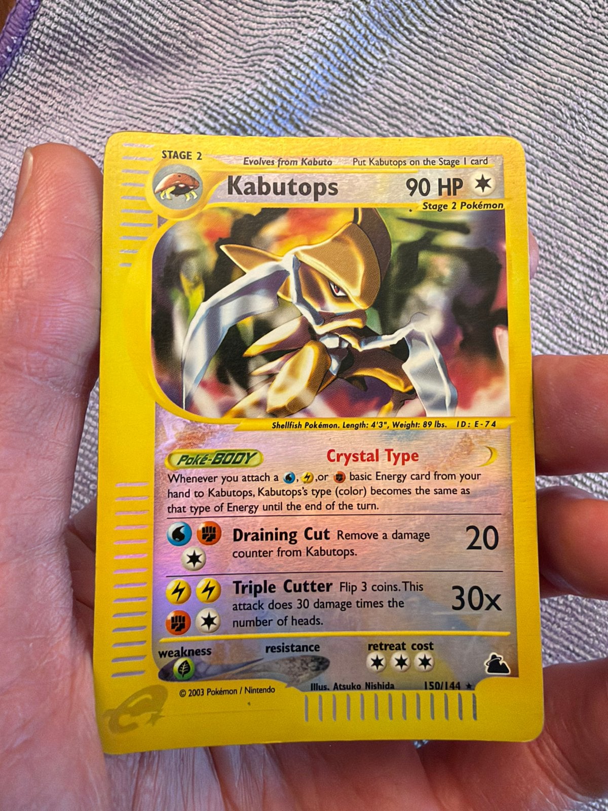Crystal kabutops lightly played-good skyridge reverse holo, Ophalen of Verzenden, Zo goed als nieuw