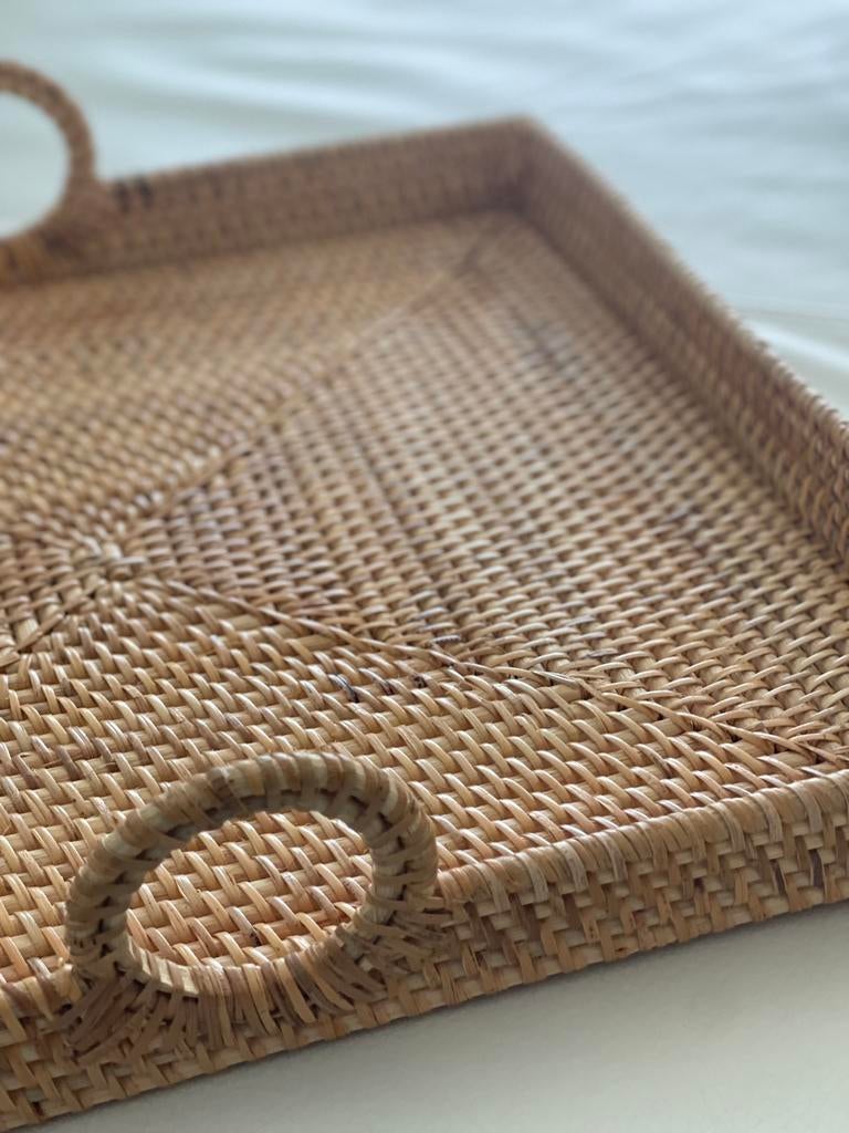 Rotan dienblad, één à twee keer gebruikt, zo goed als nieuw, Ophalen of Verzenden
