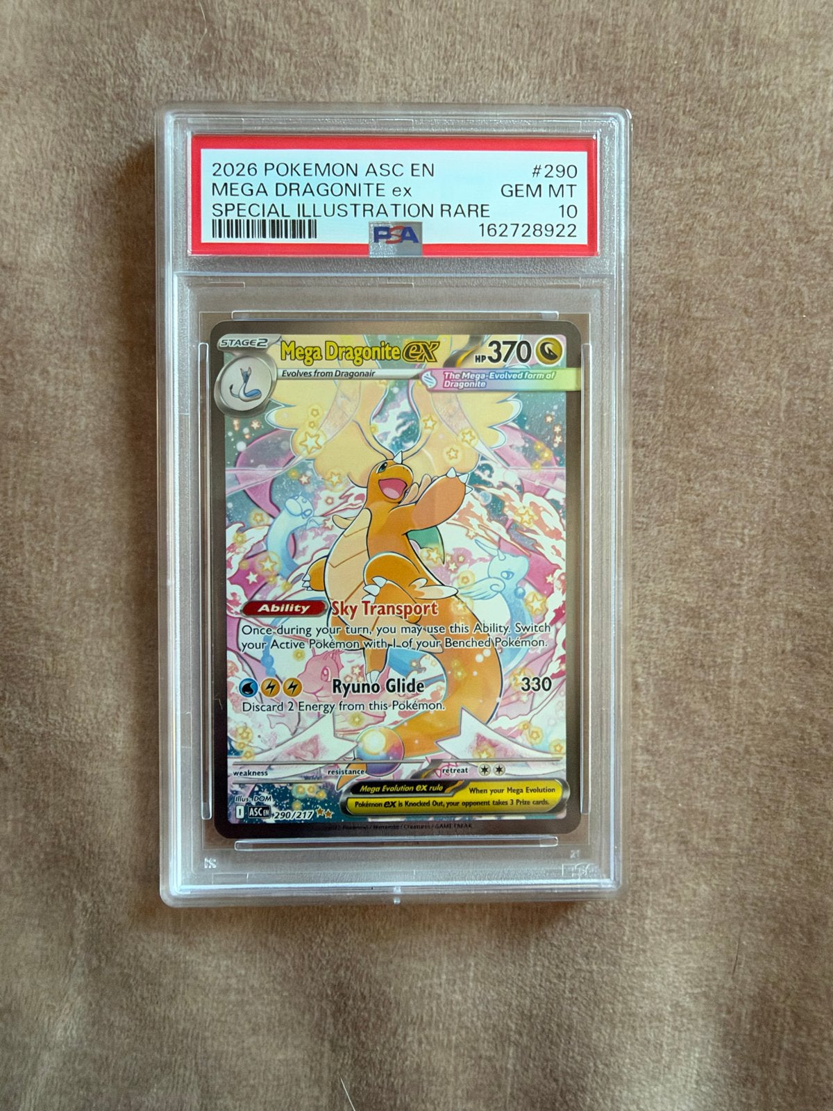 Mega Dragonite ex Pokémon kaart - PSA 10 GEM MT, Hobby en Vrije tijd, Ophalen of Verzenden, Zo goed als nieuw, Losse kaart