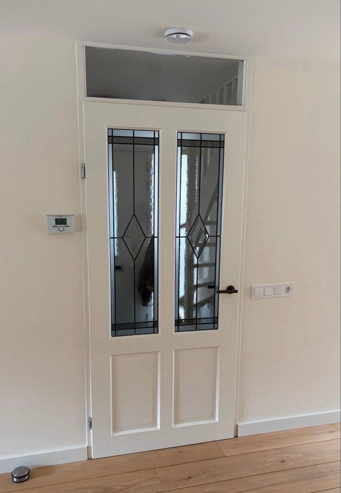 Moderne binnendeur met glas in lood, Doe-het-zelf en Verbouw, Deuren en Horren, Ophalen, 80 tot 100 cm, Binnendeur, 200 tot 215 cm