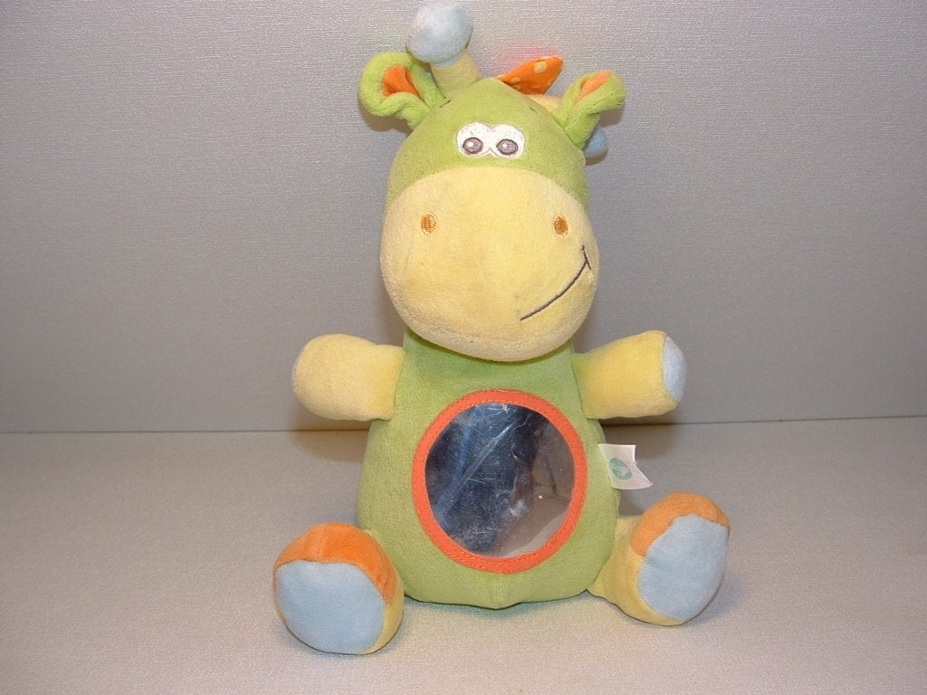 PLAYGRO GIRAFFE VELOURS GROEN/GEEL MET ORANJE SPIEGELTJE, Ophalen of Verzenden, Nieuw, Overige typen