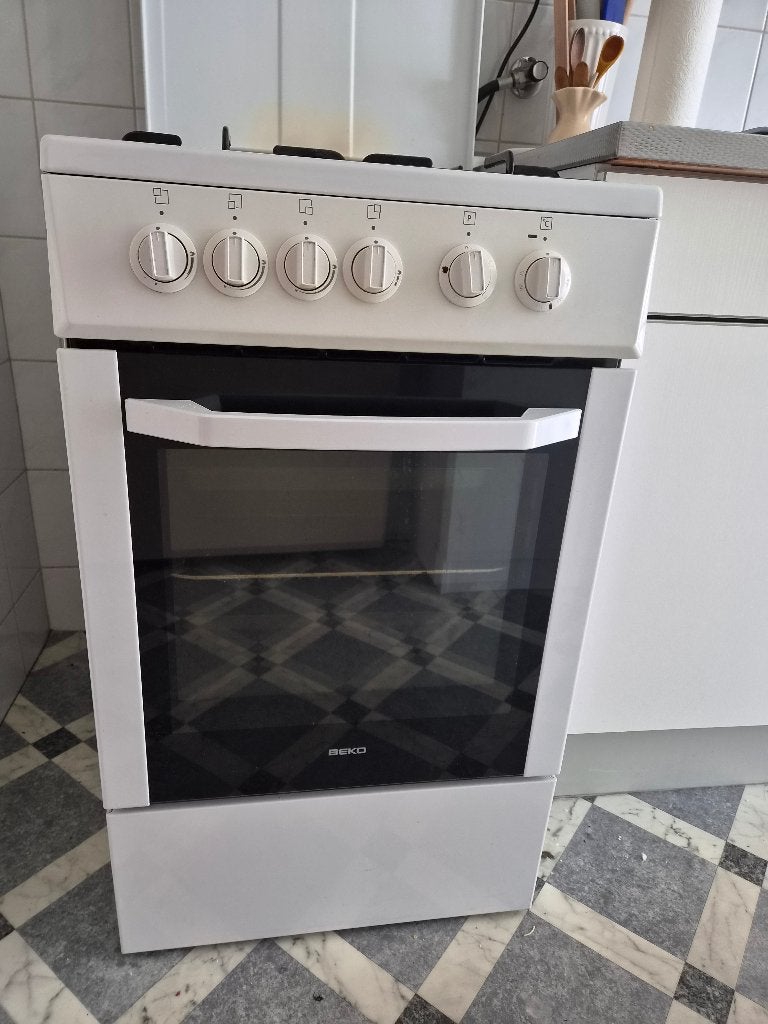 Gasfornuis met elektrische oven, Witgoed en Apparatuur, Ophalen, Gebruikt, 4 kookzones, Gas