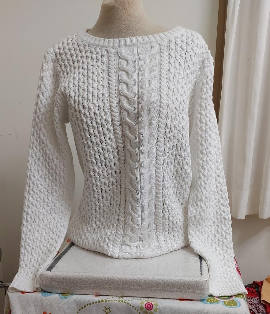 Witte kabelgebreide trui lands'end, Kleding | Dames, Maat 38/40 (M), Wit, Ophalen of Verzenden, Onbekend