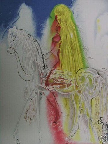 Salvador Dalí(1904)Lithografie"Le Chevaux Lady Godiv"Ges Gel, Personages en Fantasiefiguren, Gesigneerd in de plaat, Ophalen of Verzenden