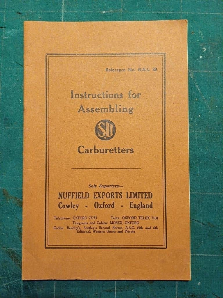 NUFFIELD SU Carburetters Instruction Manual, Verzamelen, Ophalen of Verzenden, Zo goed als nieuw, Auto's