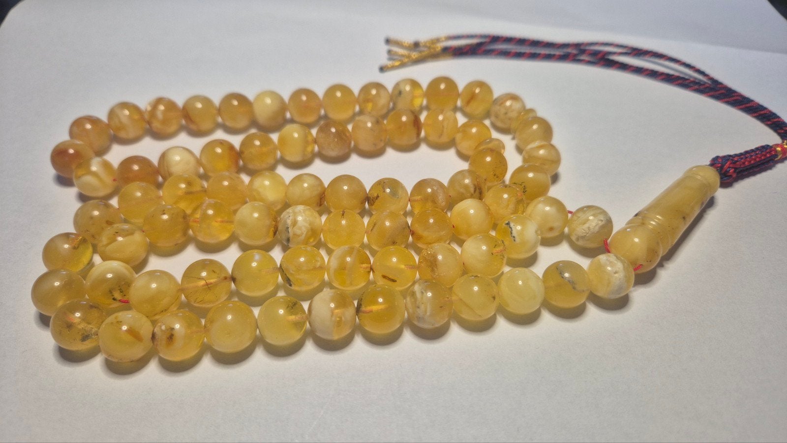 Baltische Amber Barnsteen Tesbih Ketting - 75 Kralen, 10 mm, Ophalen of Verzenden, Overige materialen, Ketting, Met edelsteen