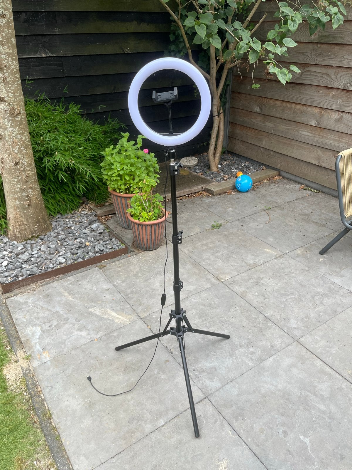 Ringlamp met statief en telefoonhouder, Audio, Tv en Foto, Fotografie | Fotostudio en Toebehoren, Ophalen, Dimbaar, Zo goed als nieuw