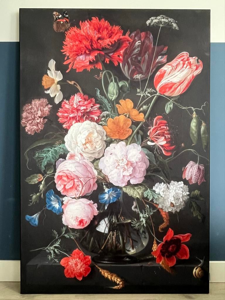 Art frame zwart 100x150 cm met bloemen stilleven, Huis en Inrichting, Ophalen, 100 tot 125 cm, 75 cm of meer, Print