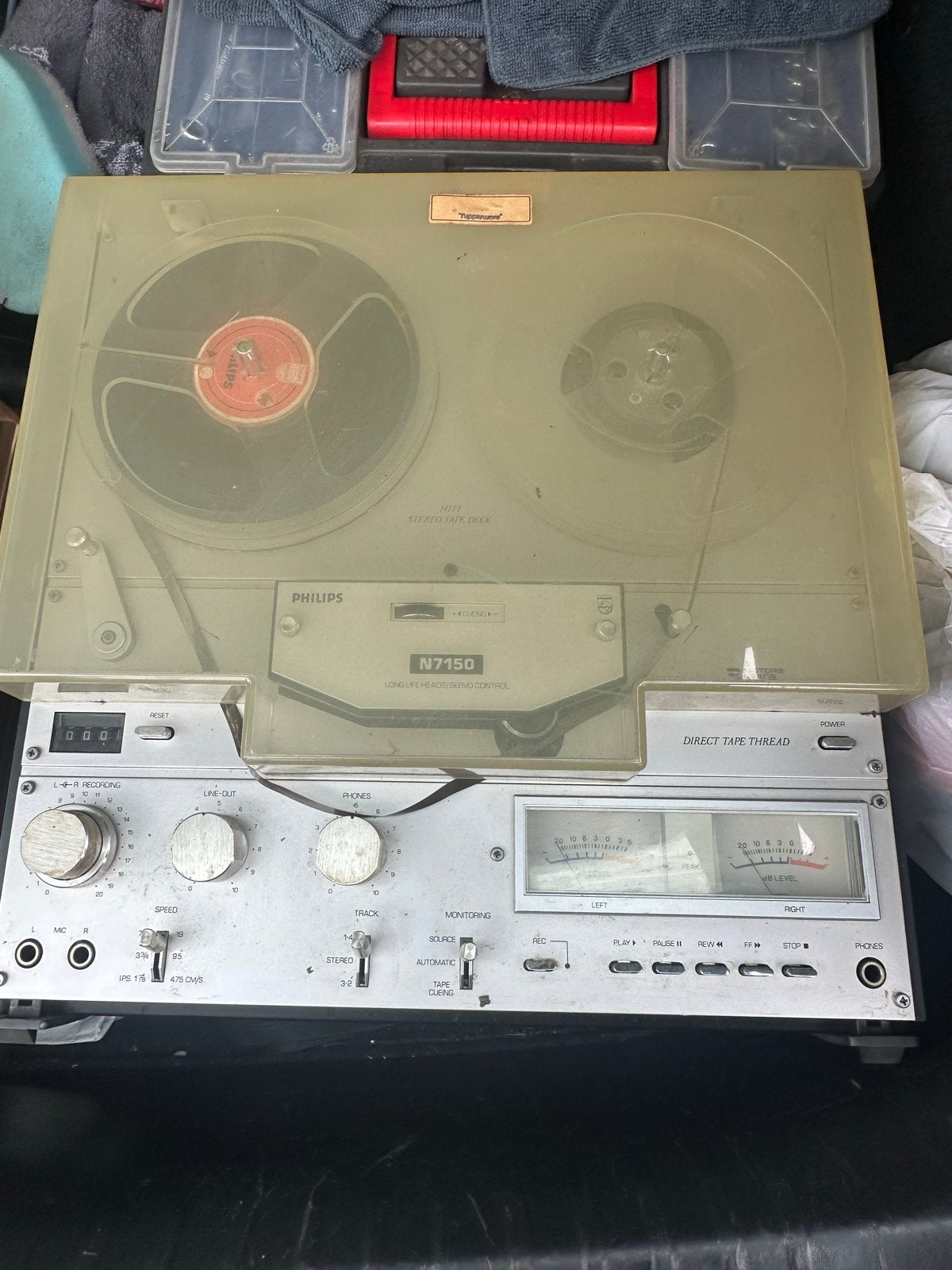 Philips N7150 en N4416 Bandrecorders - Vintage Audio, Ophalen, Bandrecorder, Met stofkap