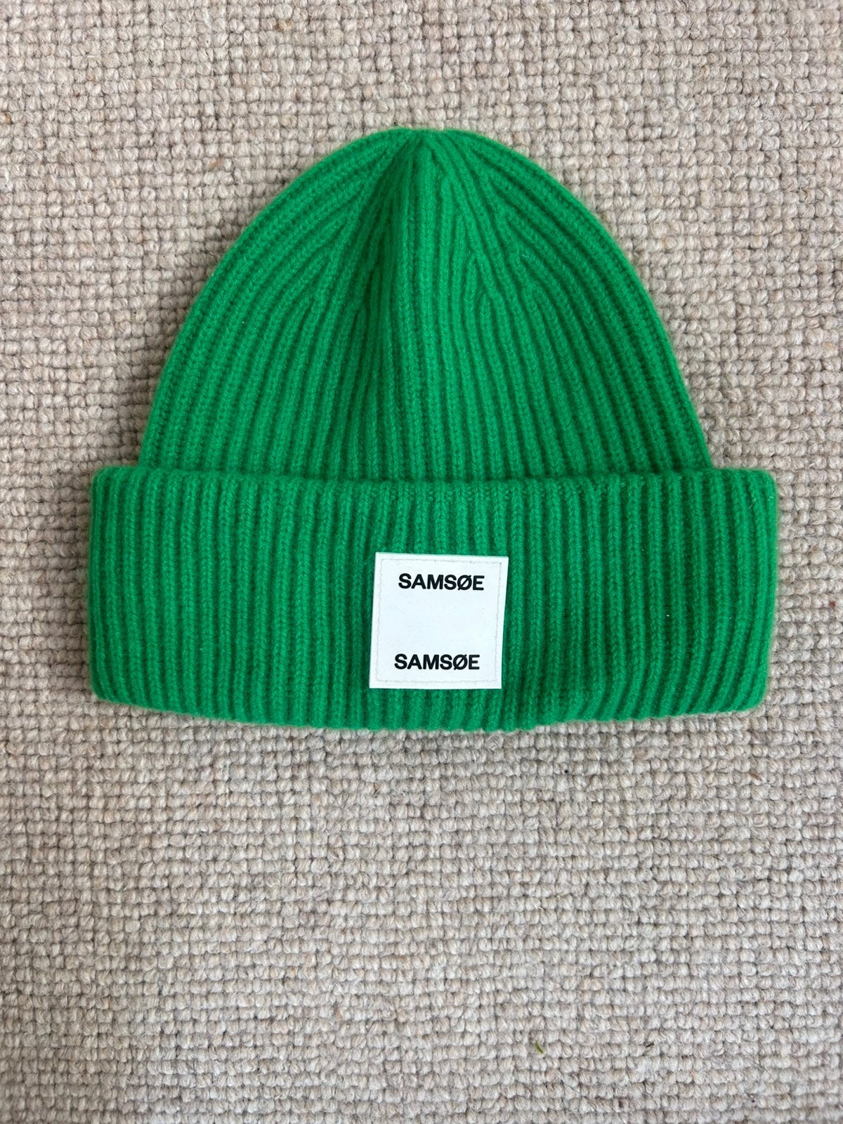 Samsoe Samsoe Ama Beanie Fern Green S, Ophalen of Verzenden, Zo goed als nieuw, Maat 36 (S), Muts