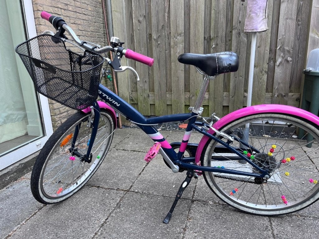 B'Twin Original 500 meisjesfiets 24 inch - 6 versnellingen, Ophalen, Velgrem, Btwin (Decathlon), Handrem