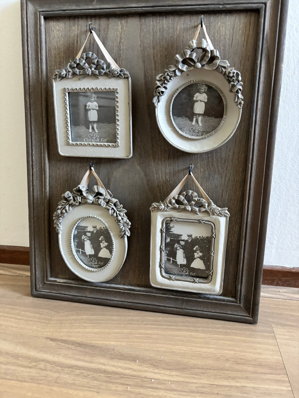 Fotolijst met 4 fotlijstjes van clayre&Eef, Bruin, Zo goed als nieuw, Hangend, Hout