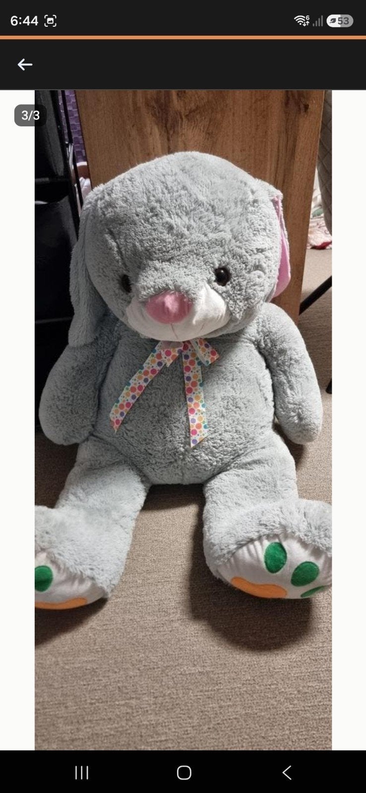 Grote zachte knuffel konijn, grijs met roze oren, Gebruikt, Grijs, Konijn, Ophalen of Verzenden