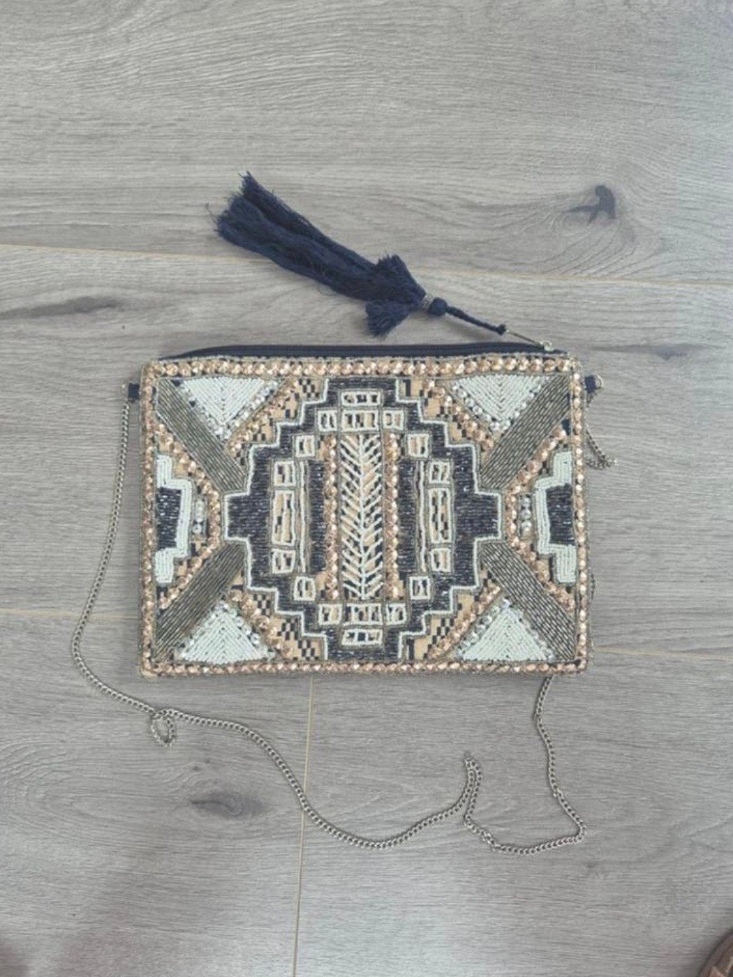 Ibiza Kralen Clutch / Schoudertasje, Sieraden, Tassen en Uiterlijk, Portemonnees, Ophalen of Verzenden, Zo goed als nieuw, Overige kleuren