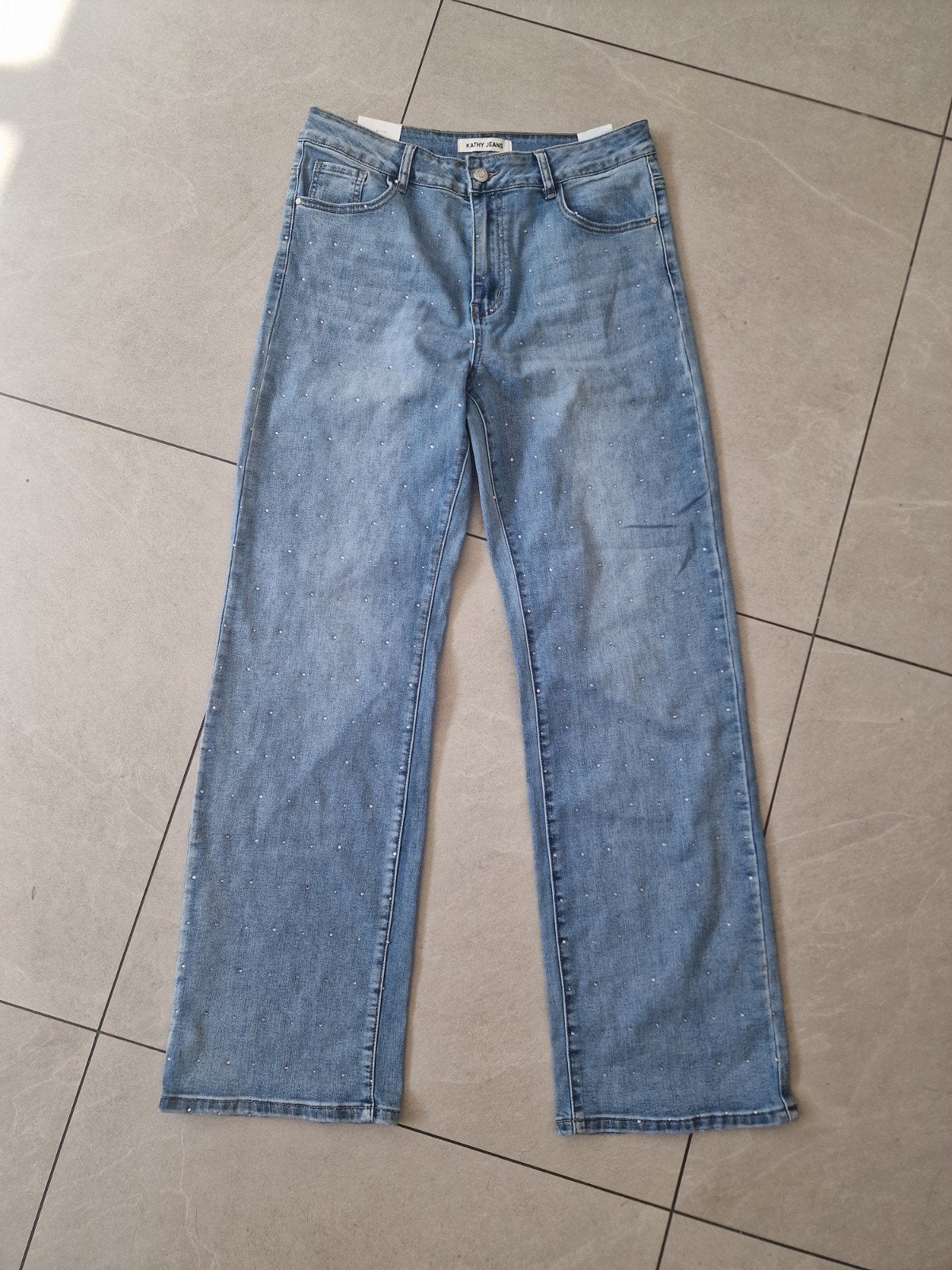 Nieuwe Kathy Jeans Wide Leg spijkerbroek met glitters, Overige jeansmaten, Nieuw, Ophalen of Verzenden, Kathy Jeans