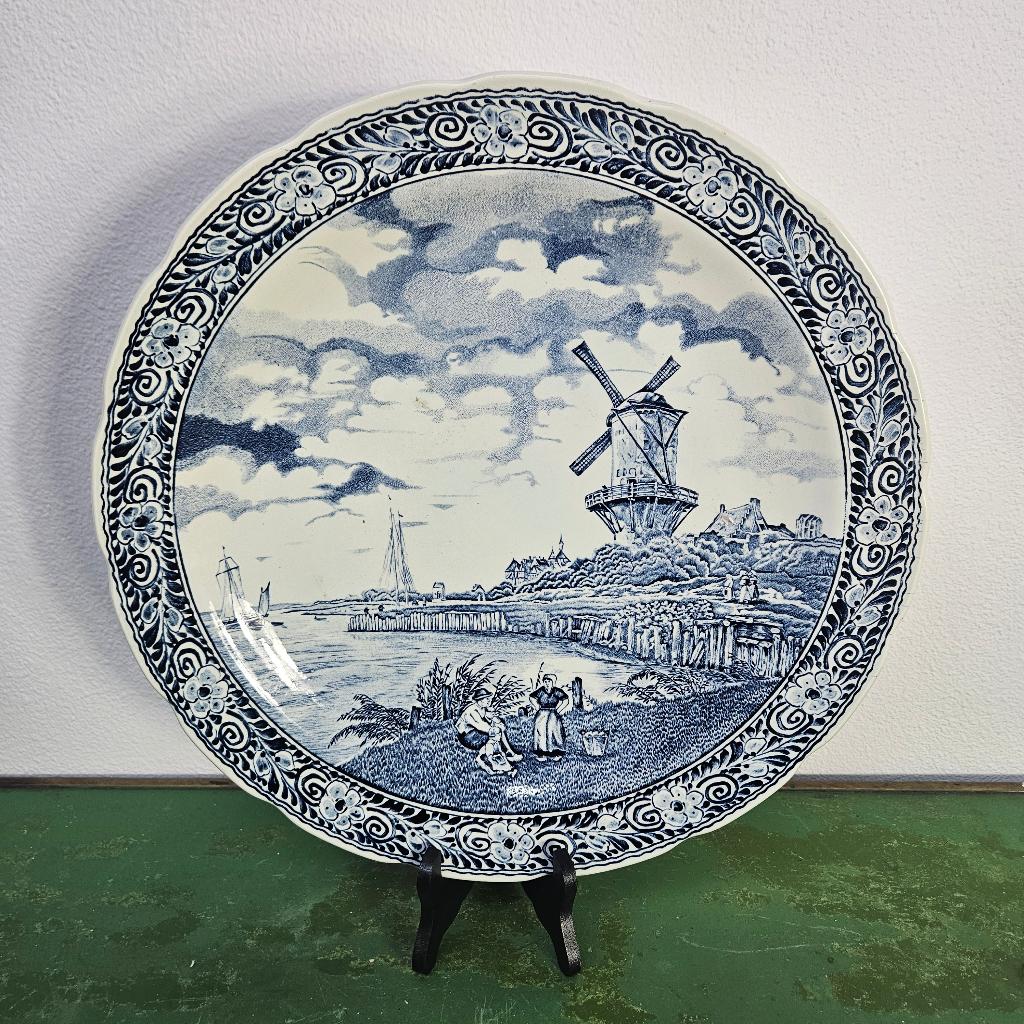 Groot decoratiebord Delfts Blauw Wandbord Boch porselein C, Ophalen of Verzenden