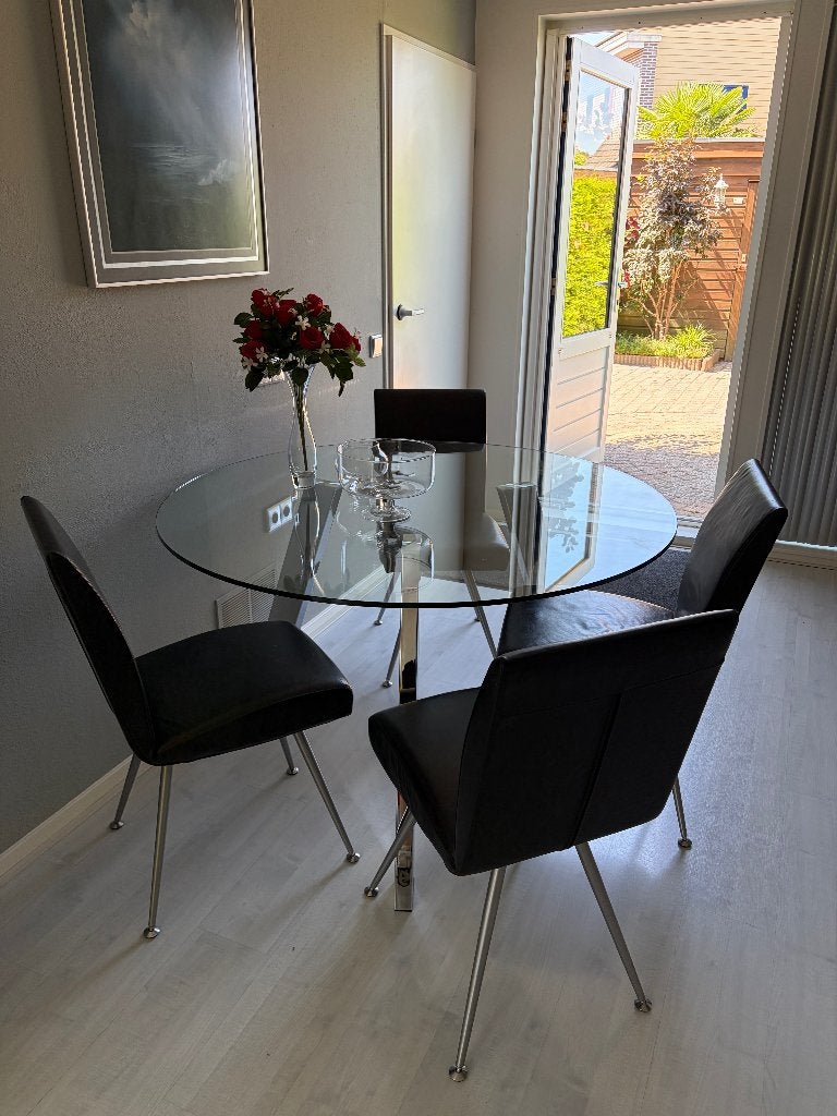 Eettafel, Huis en Inrichting, Tafels | Eettafels, Ophalen, Gebruikt, Rond, Glas