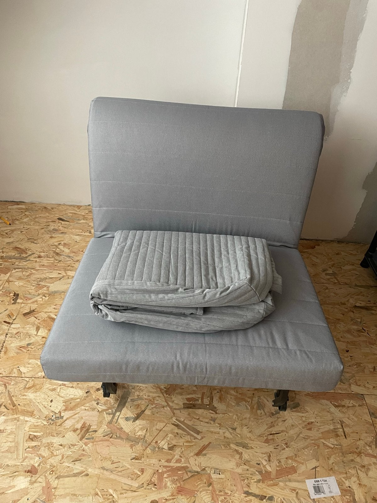 IKEA LYCKSELE LÖVÅS slaapfauteuil - Grijs, Ophalen, Eenpersoons, 190 cm of minder, Zo goed als nieuw