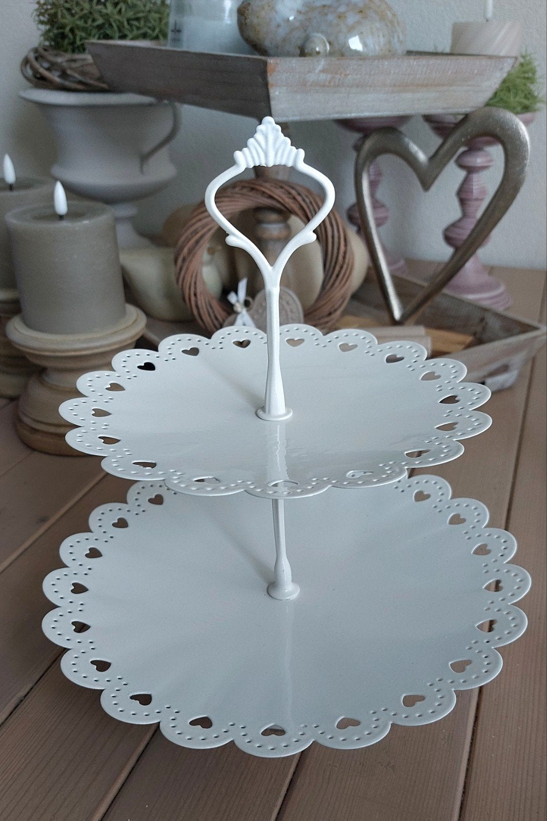 Etagere met hartjesrand, Ophalen of Verzenden, Zo goed als nieuw