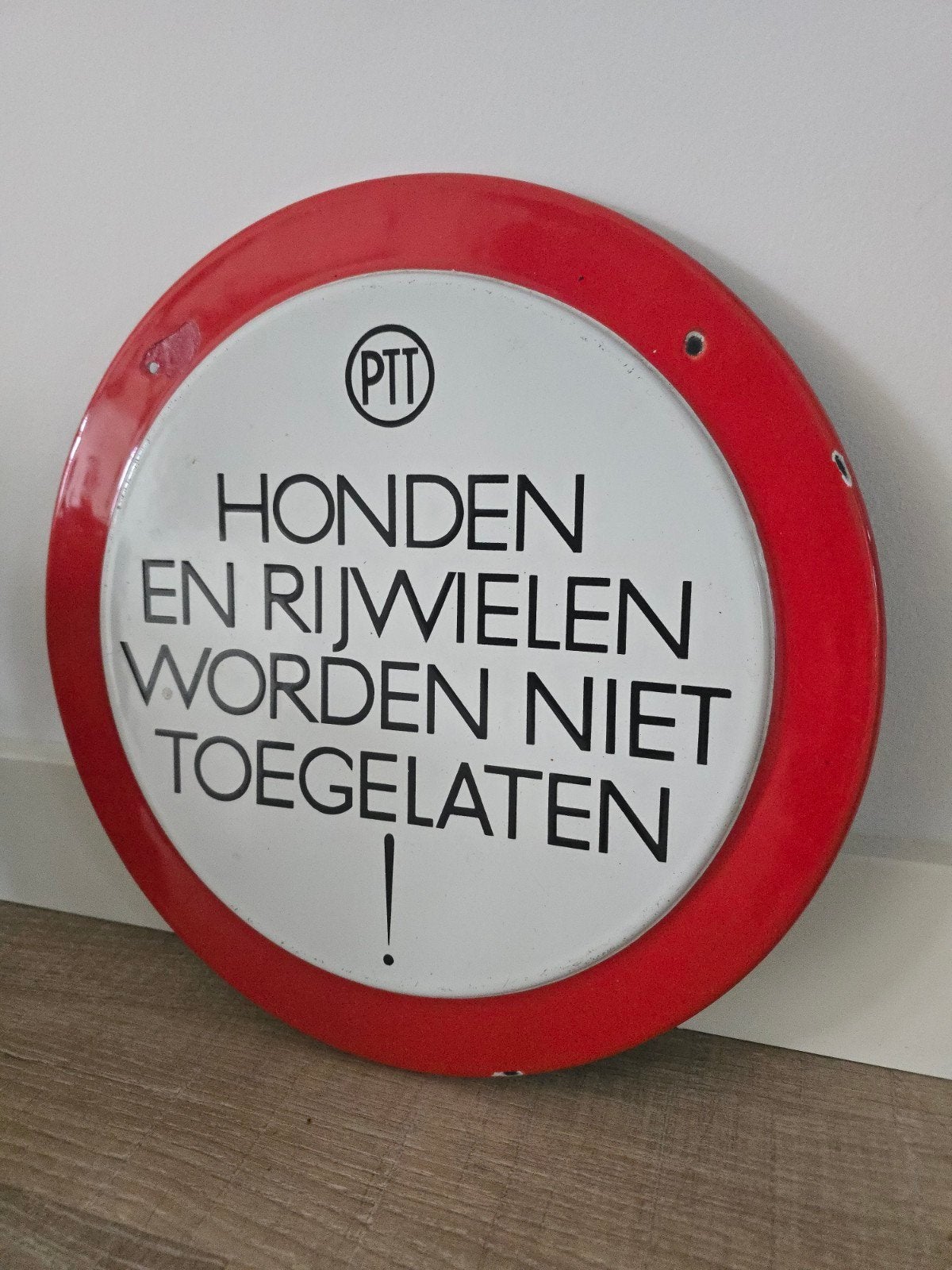 Emaille 50S PTT Honden en rijwielen worden niet toegelaten, Ophalen of Verzenden