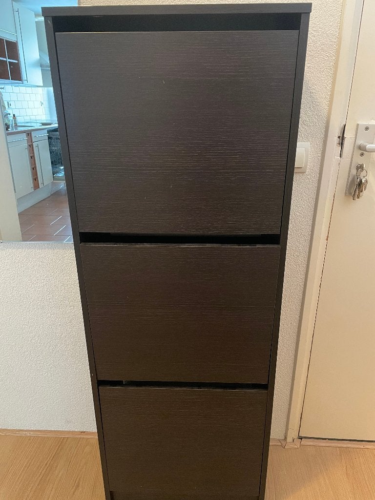 Donkerbruine schoenenkast met 3 kleppen, Ophalen, Zo goed als nieuw