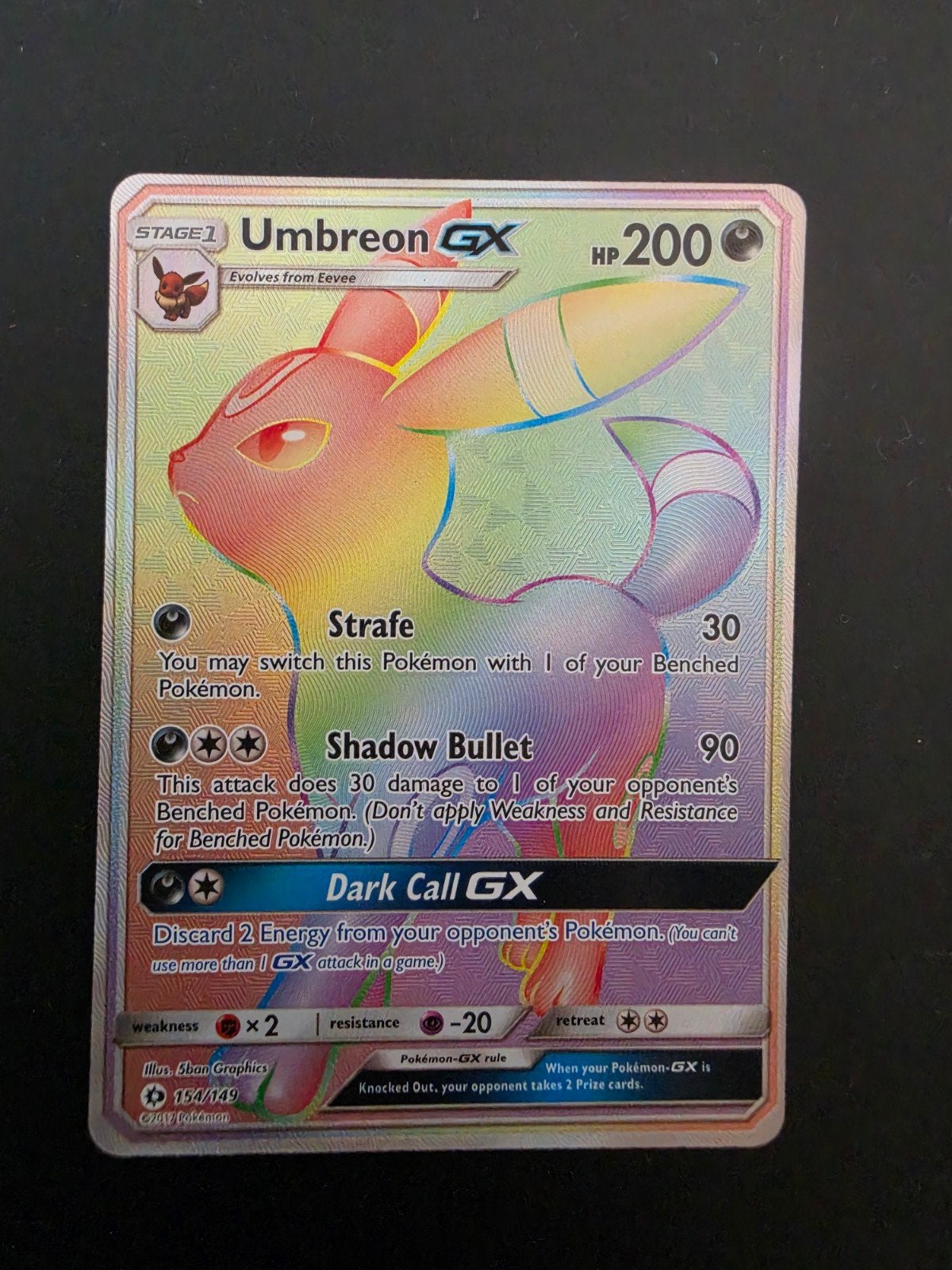 Umbreon GX 154/145 Sun&Moon, Ophalen of Verzenden