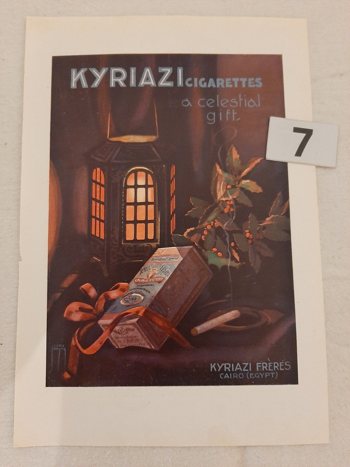 Tabak reclame KYRIAZI CIGARETTES sigaretten, Verzamelen, Ophalen of Verzenden, Zo goed als nieuw, Tabaksdoos of Verpakking
