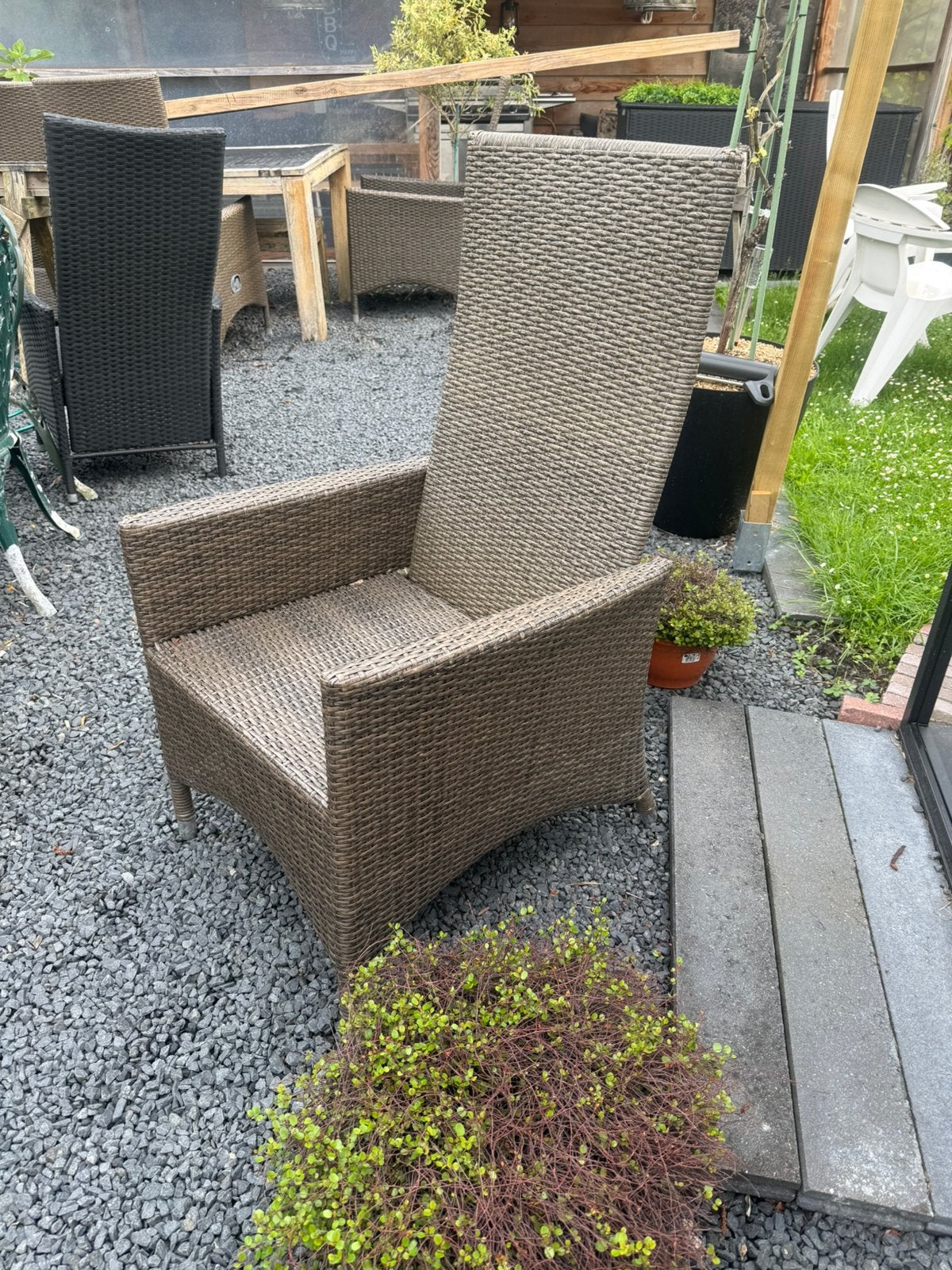 Verstelbare tuinstoel van wicker, Ophalen of Verzenden, Gebruikt, Wicker, Verstelbaar