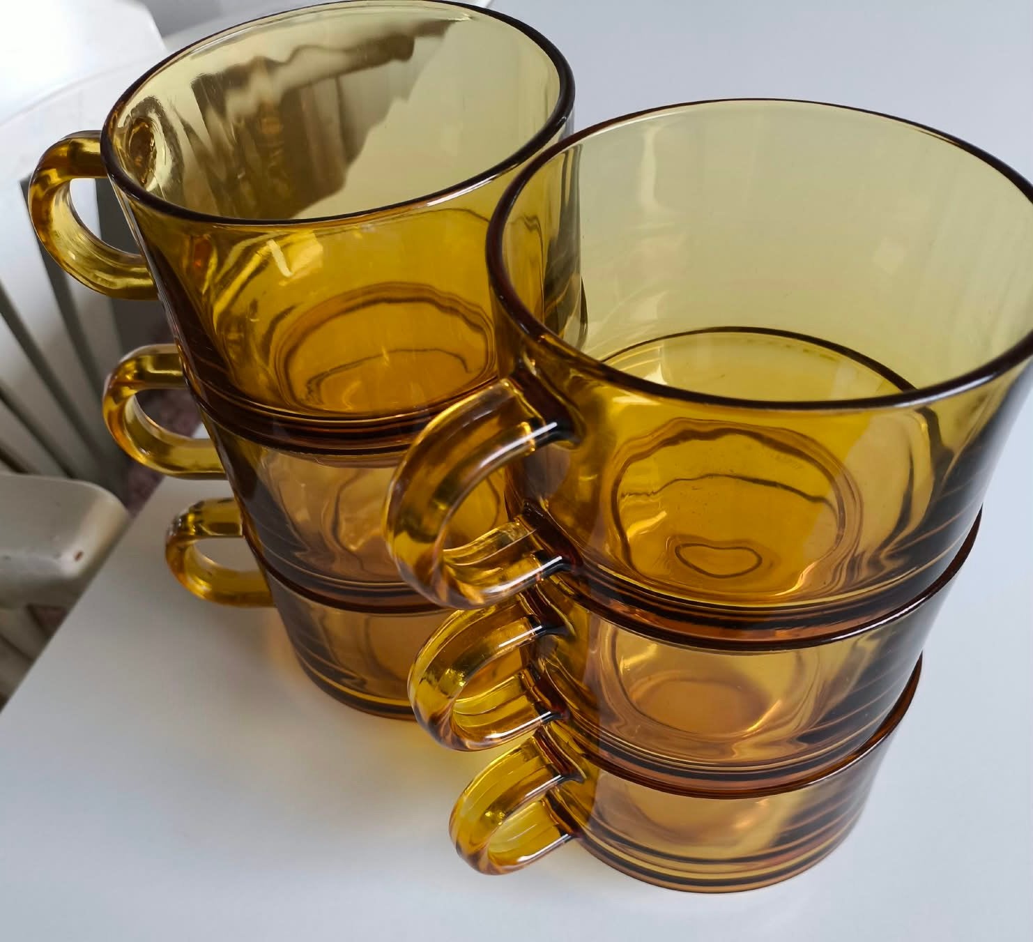 Vintage Amberkleurige Glazen Soepkommen, Overige merken, Vintage, Ophalen of Verzenden, Kom(men)