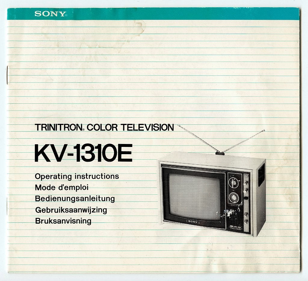 ORIGINELE 1973 SONY TRINITRON KV-1310E TV MANUAL, Gebruikt, Verzenden, 50 Hz, Sony