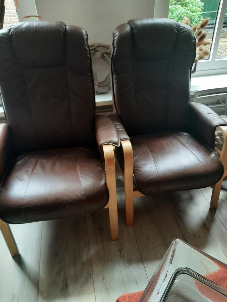 Verstelbare leren stoelen, Ophalen, Gebruikt, Twee, Bruin