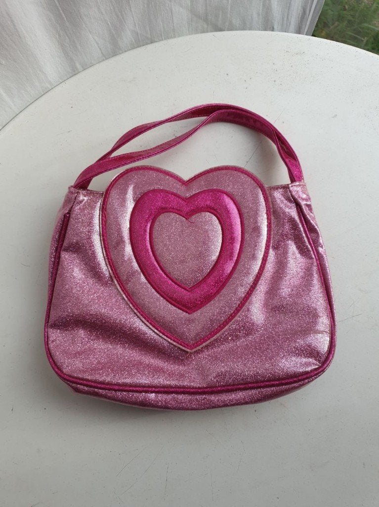 Toffe roze glitter hartjes tas 25x16, ., Ophalen of Verzenden, Zo goed als nieuw, .