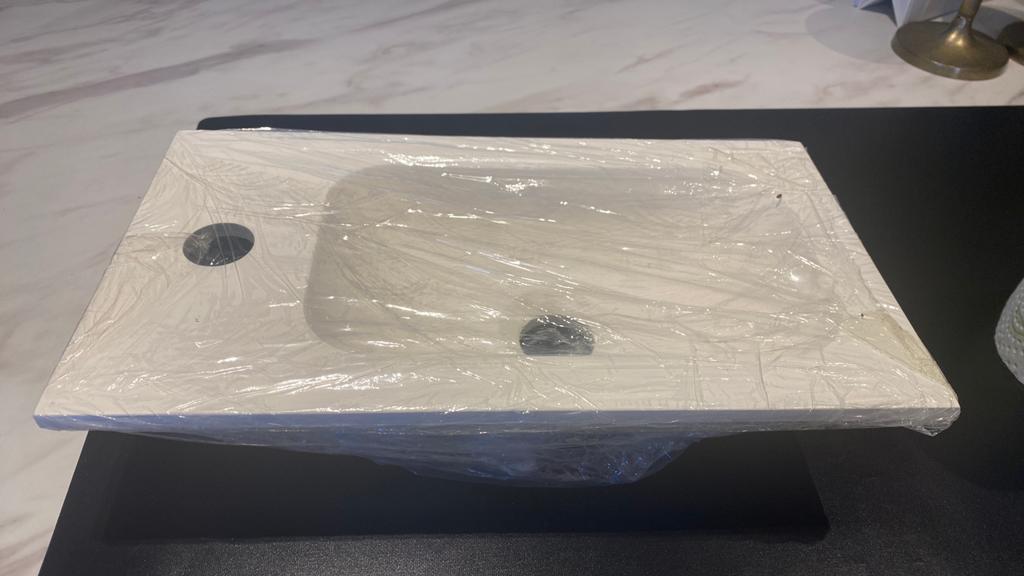 INK Enter Fontein - 40x22x1cm 1 kraangat - polystone wit mat, Huis en Inrichting, Badkamer | Badkamermeubels, Ophalen, Overige typen