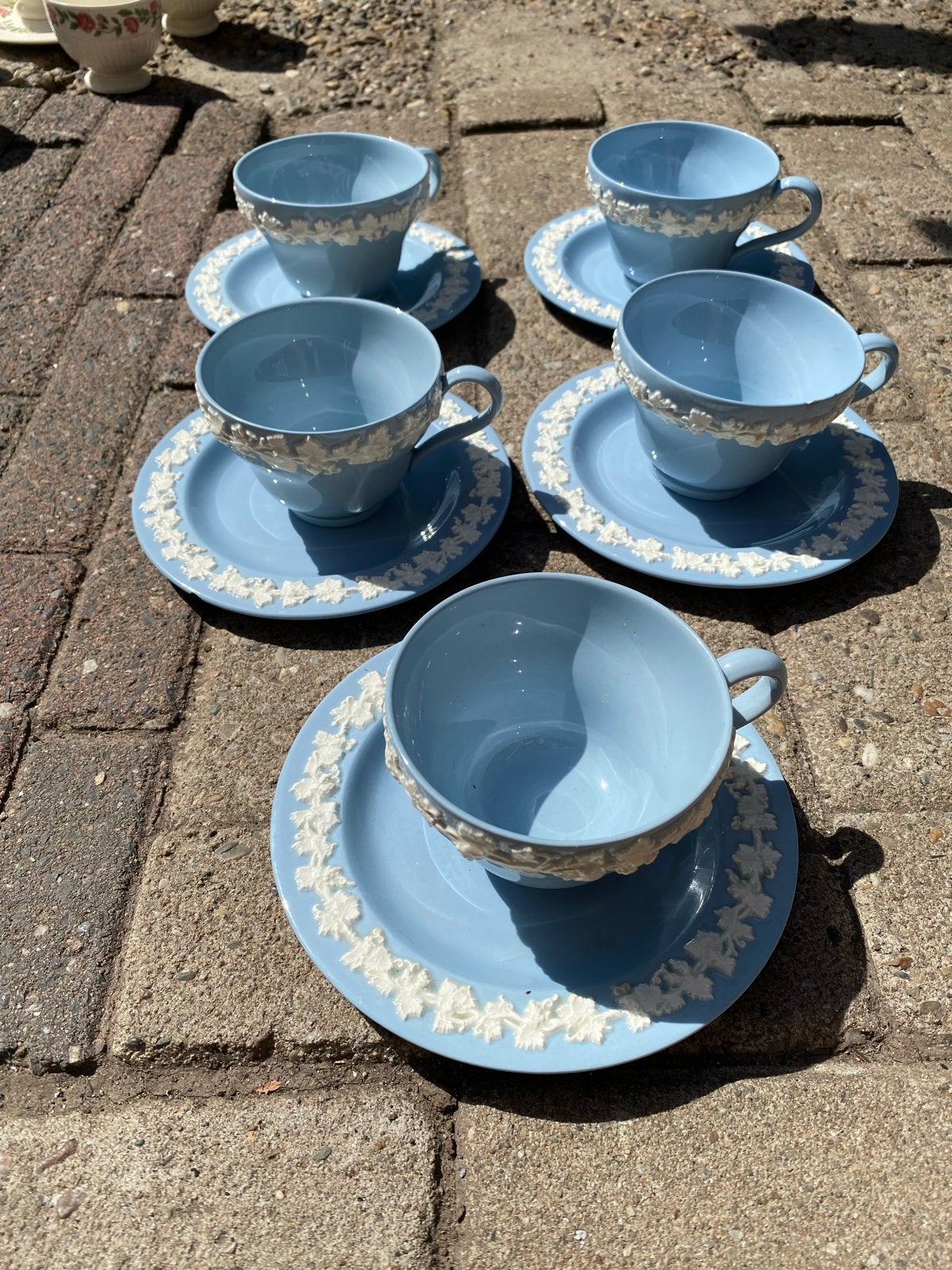 Set van 5 Wedgwood Etruria & Barlaston theekopjes en schotel, Ophalen of Verzenden