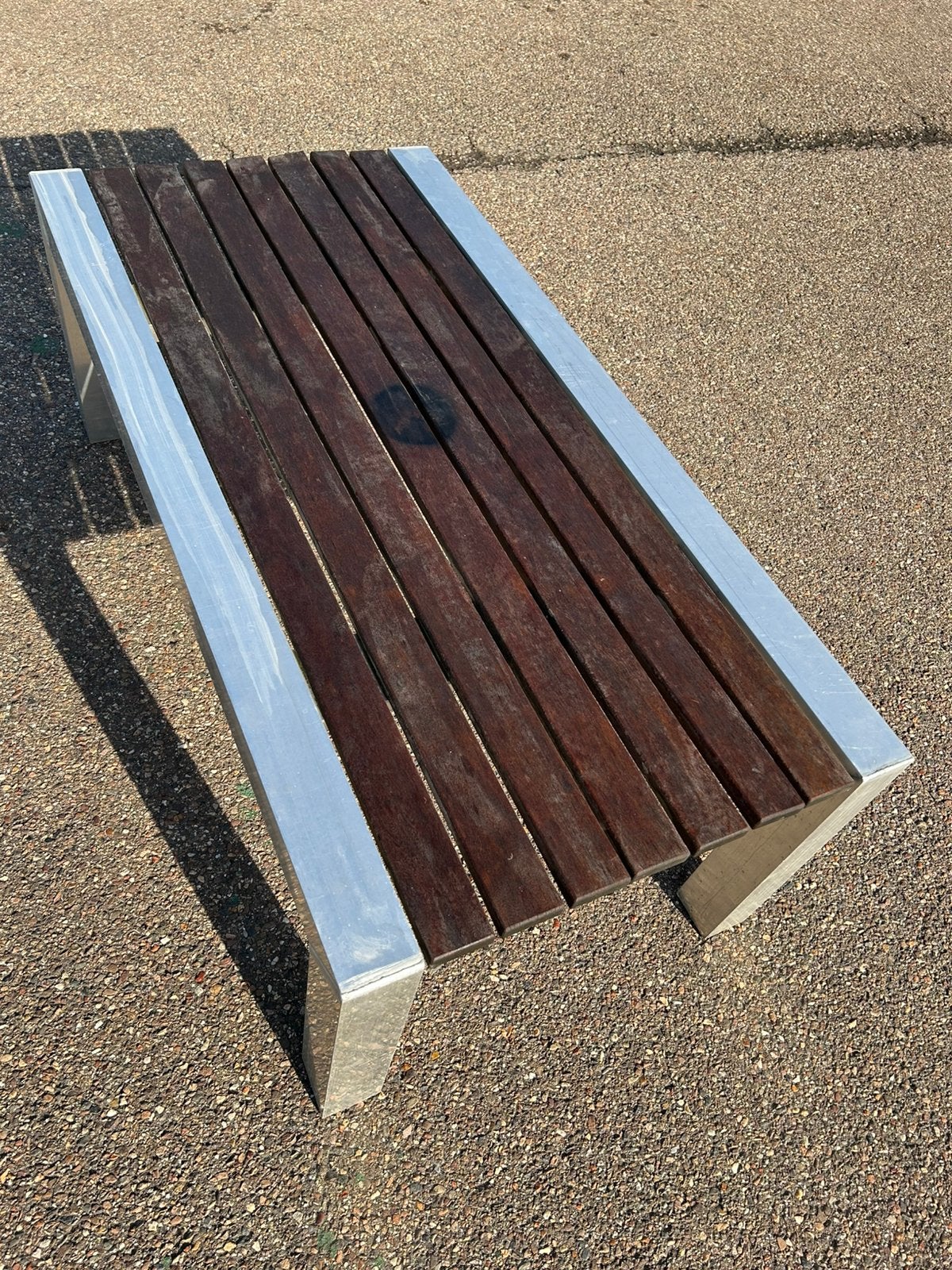 Te koop alluminium / hout tuin / veranda tafel, Tuin en Terras, Ophalen, Gebruikt, Rechthoekig, Aluminium