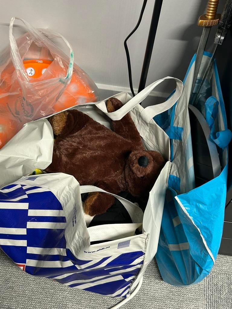 Tas met speelgoed en knuffels, Ophalen, Gebruikt