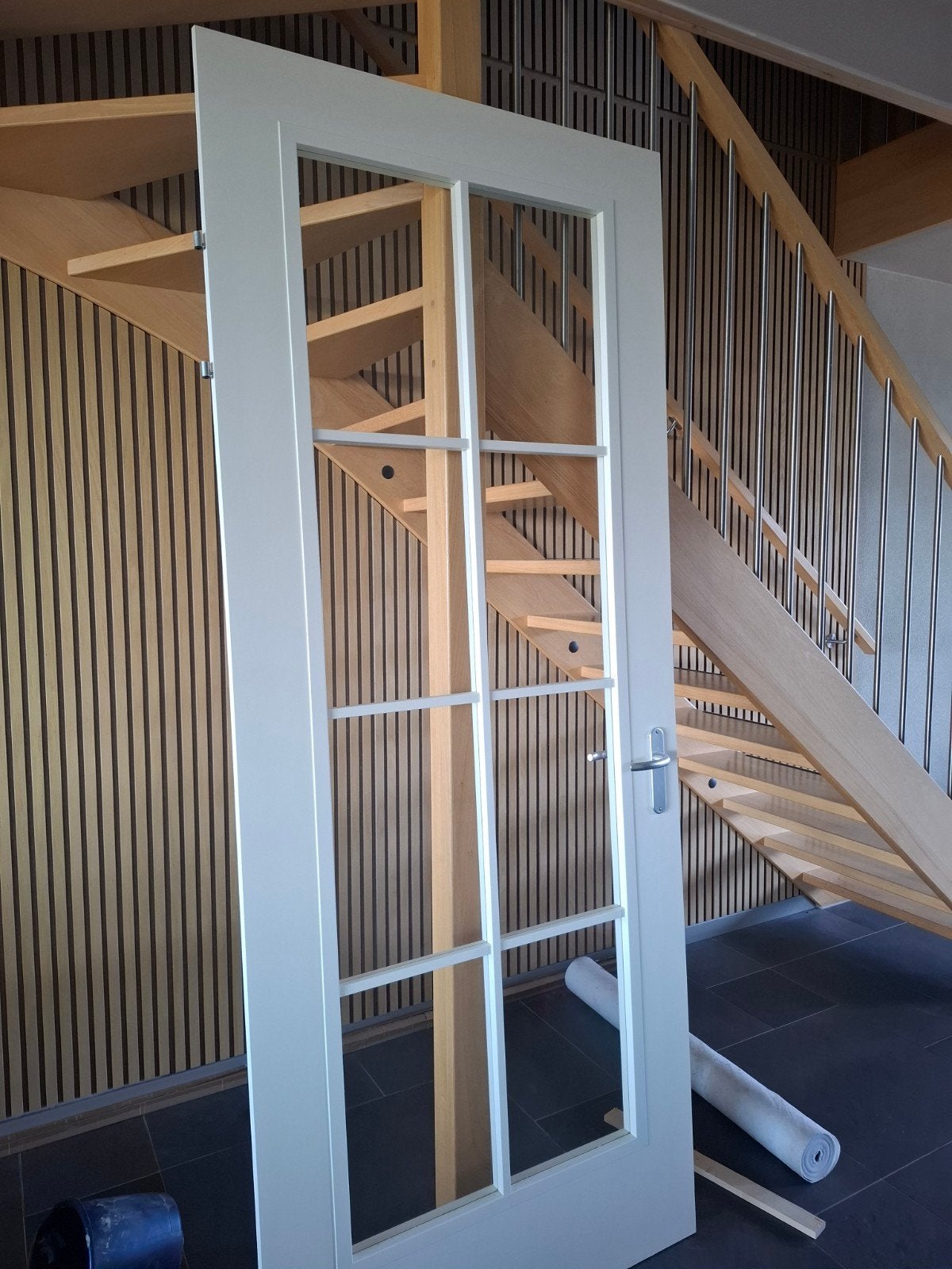 Berkvens binnendeur met 8 glaspanelen, goede staat, Ophalen, Gebruikt, 80 tot 100 cm, 215 cm of meer