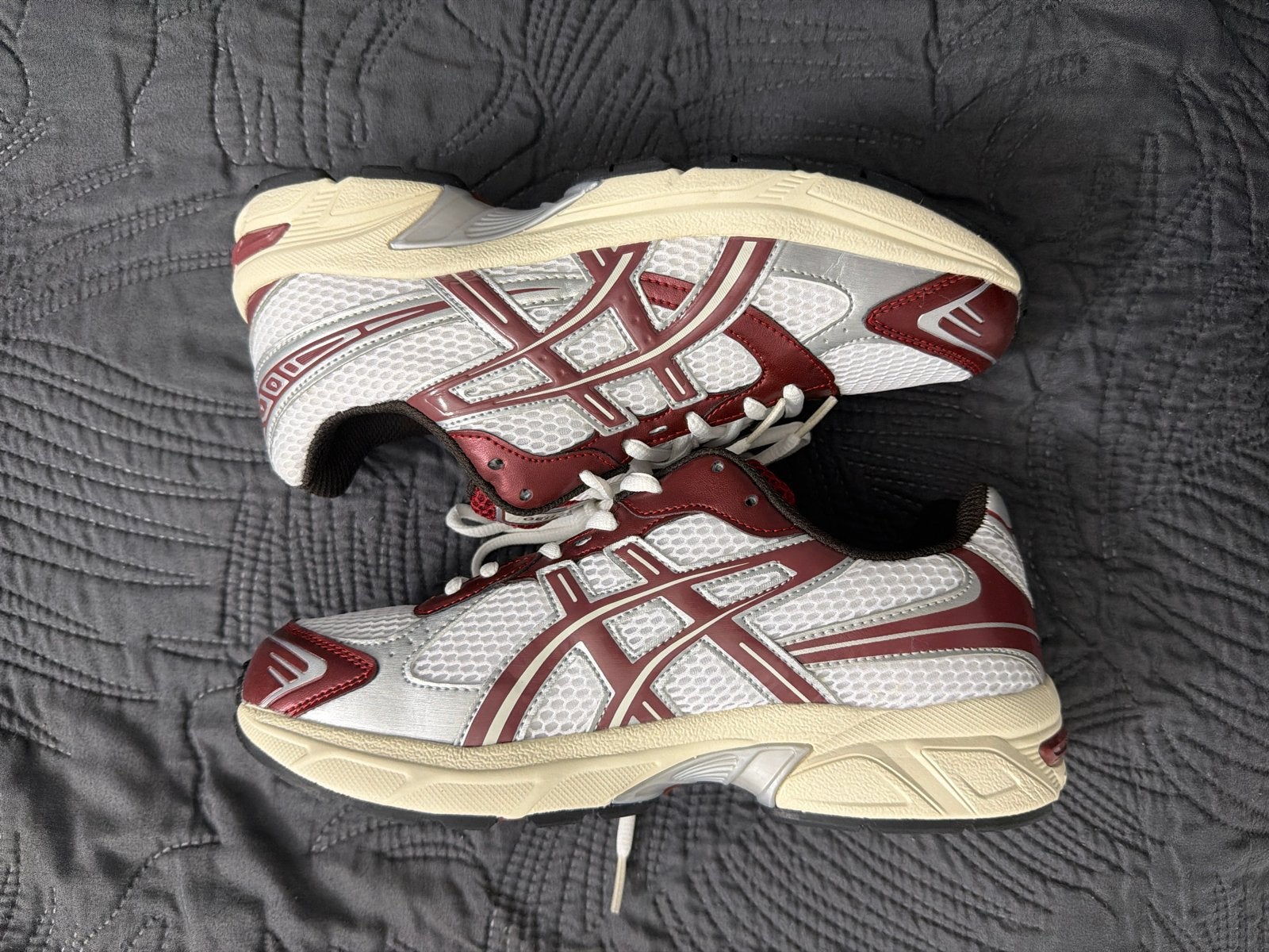ASICS Gel-1130 Sneakers Wit Bordeaux Maat 41,5, Verzenden, Wit, Nieuw, Sneakers of Gympen