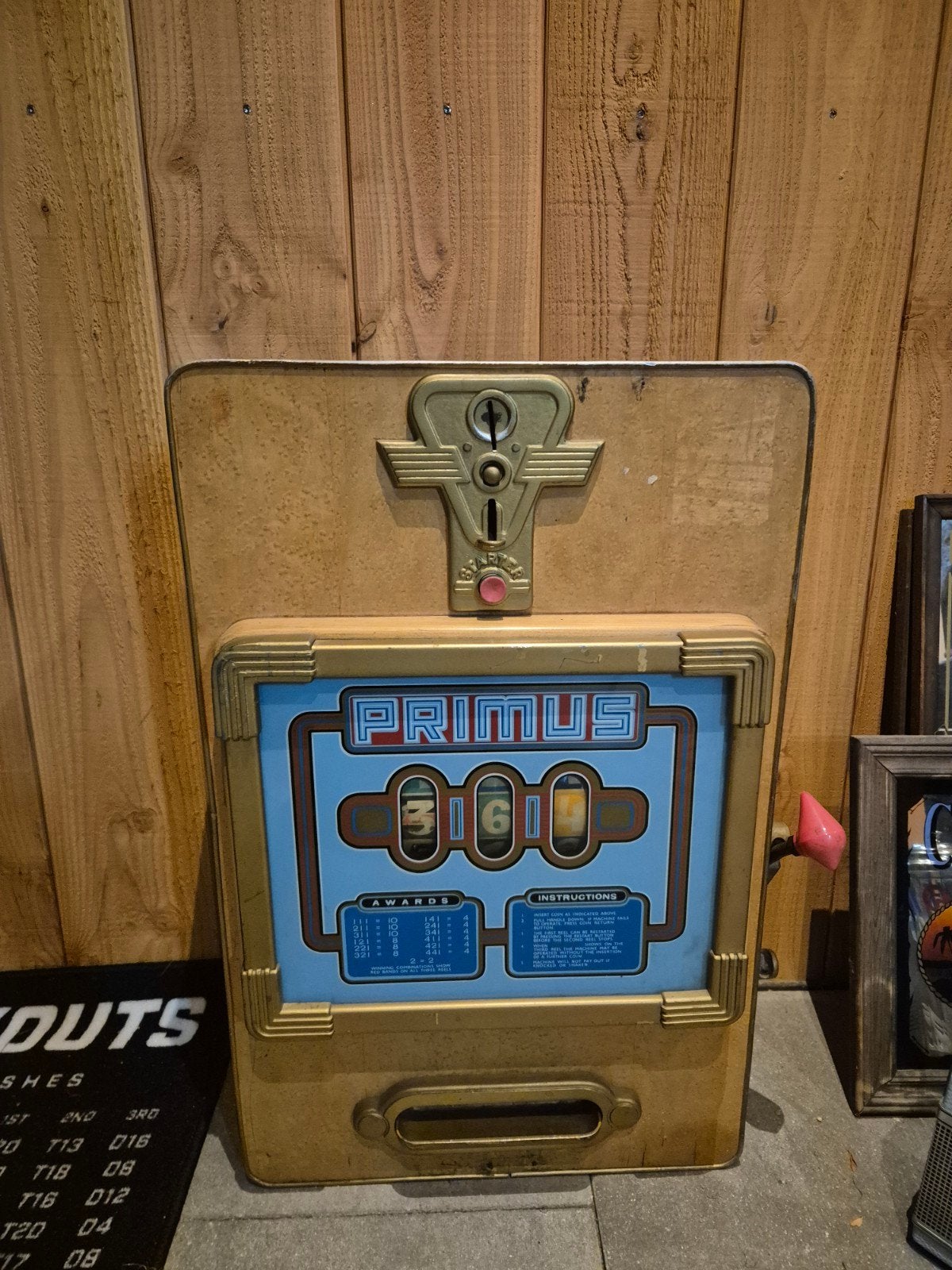 unieke Vintage Primus Slotmachine gokautomaat jaren 50, Overige munten, Ophalen, Gebruikt