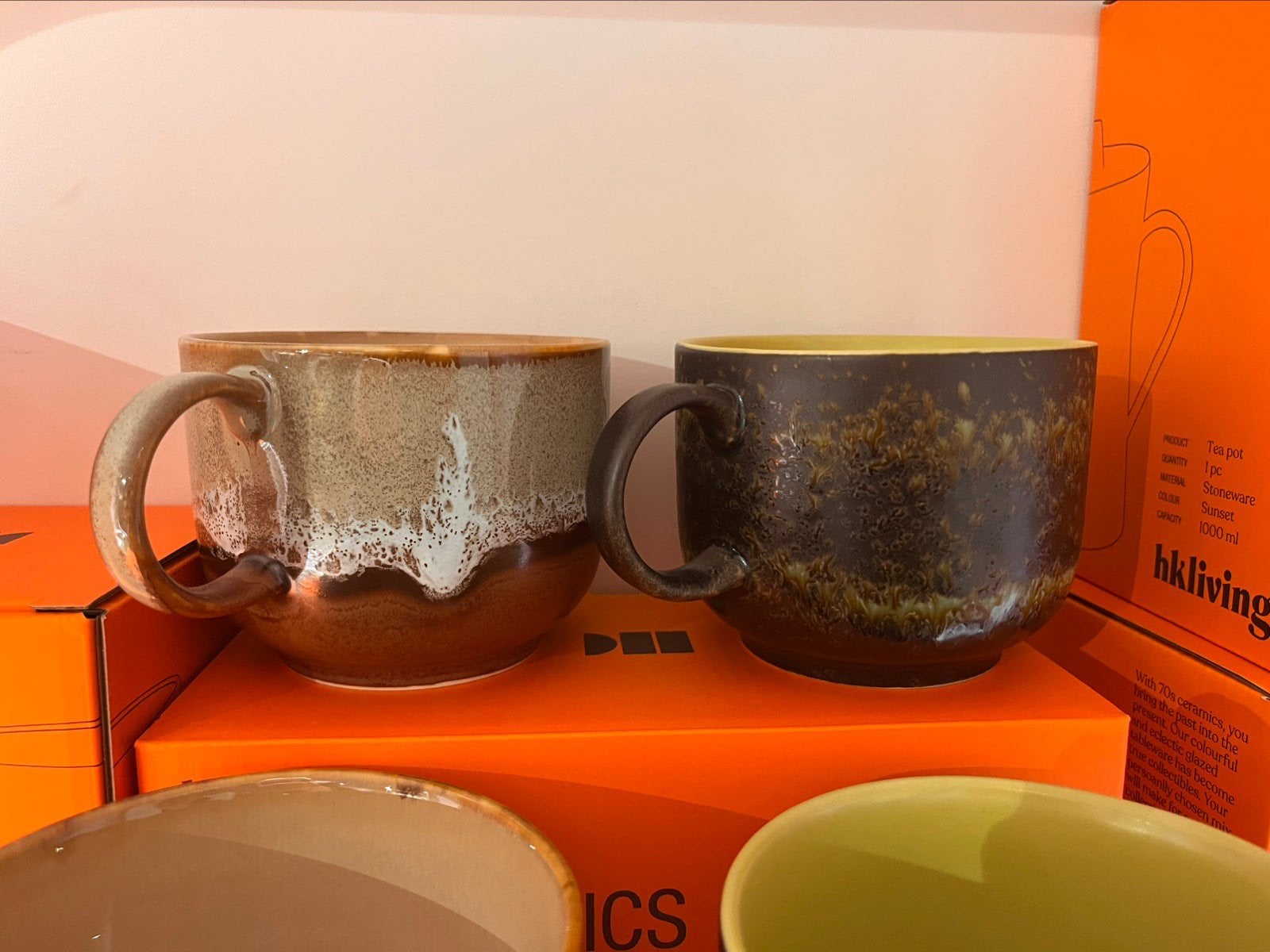 HKliving tea cups, 70s Ceramics (set van 2), Keramiek, HKliving, Nieuw, Ophalen of Verzenden