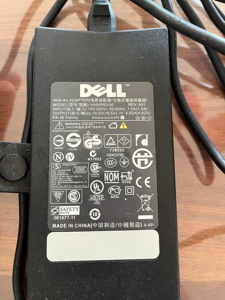 Dell 90W AC Adapter (HA90PE0-00) - Oplader voor laptop, Ophalen of Verzenden, Gebruikt