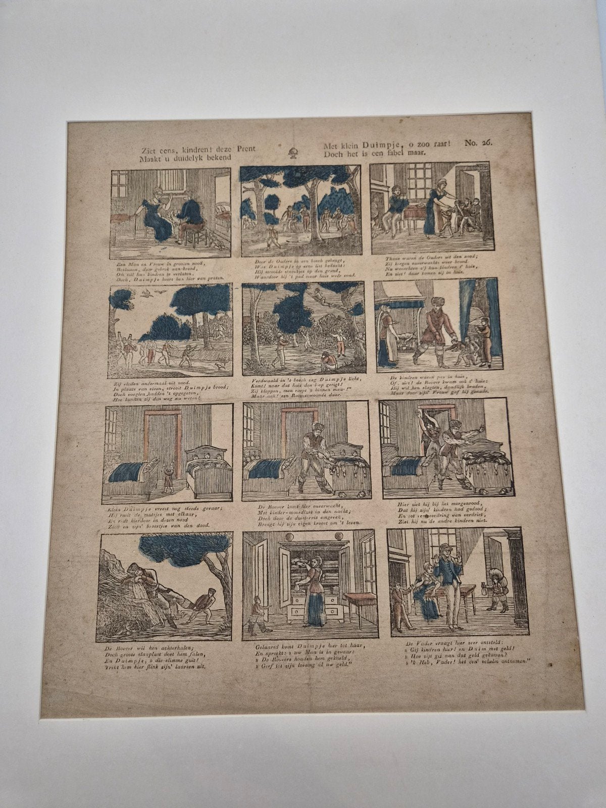 Antieke Centprent "Klein Duimpje" - 18e Eeuw, Ophalen of Verzenden