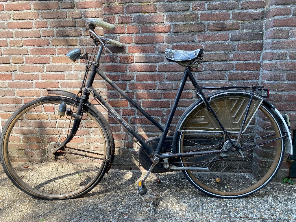 Damesfiets Raleigh uit 1953, Ophalen, Gebruikt, Trommelrem, Overige merken
