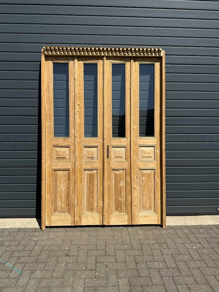 Antieke 4-slag oranjerie deuren, geloogd, Huis en Inrichting, Woonaccessoires | Overige, Ophalen of Verzenden, Zo goed als nieuw
